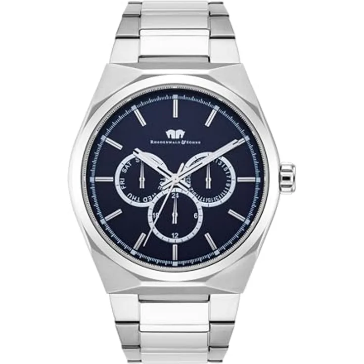 Rhodenwald & Söhne Cooledge Herrenuhr Multifunktionsuhr Edelstahl Silber/dunkelblau 5 ATM Quarzwerk