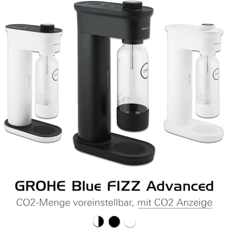 GROHE Blue Fizz Advanced - Wassersprudler Set (mit CO2-Füllstandsanzeige, 3 einstellbare CO2 Stufen, 1xCO2 Flasche, 1x 0,85l Wasserflasche + Reinigungspulver), schwarz, 31947K00 – Bild 2