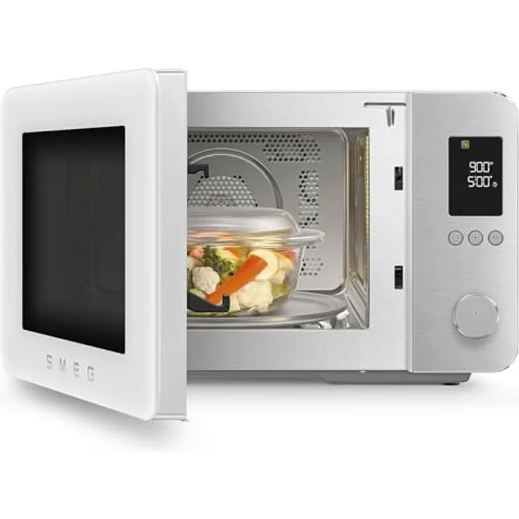Smeg MOC02WHMEU, Kombi-Tisch-Mikrowelle mit 9 Garfunktionen, Air-Fry, Umluft, 25 Automatikprogrammen, LCD-Farbdisplay, weiß – Bild 7