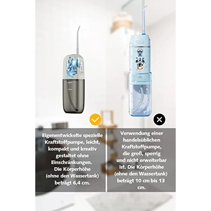 Munddusche Kabellos für Zähne Mundduschen Testsieger Elektrische Zahnreiniger Mit 4 Modi und 3Gears IPX7 wasserdichte Tragbarer USB Wiederaufladbar Wasser Zahnseide für Zuhause und Reisen – Bild 5