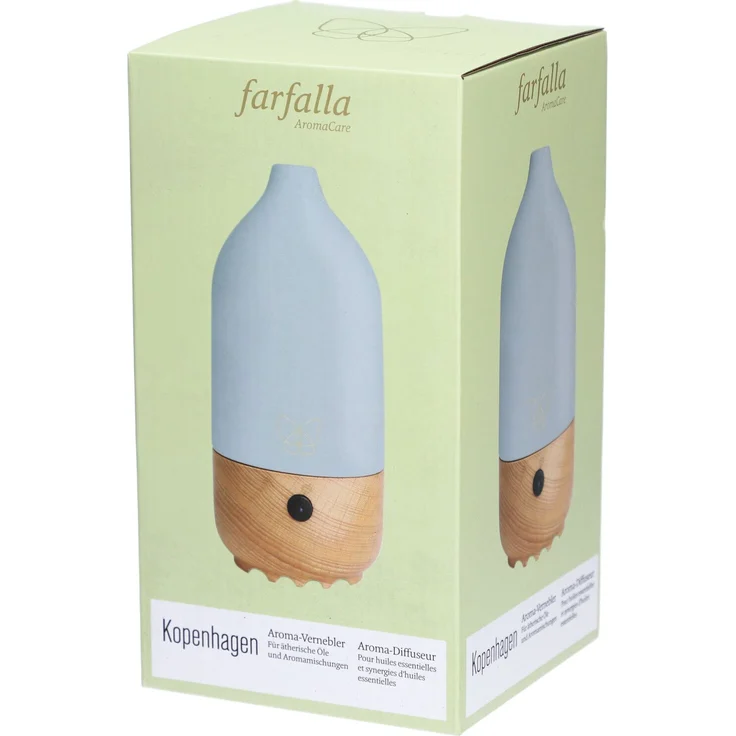 Farfalla Aroma-Vernebler Kopenhagen 1 St, schlichter Vernebler mit Buchenholz-Basis und Ultraschalltechnologie, graue Keramikhaube