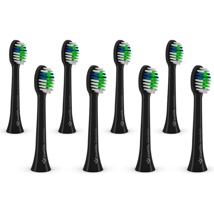 TrueLife Aufsteckbürsten SonicBrush Compact-series heads Standard black 8 pack - Präzise Zahnreinigung, blaue Borsten zur Anzeige des Wechselzeitpunkts – Bild 1