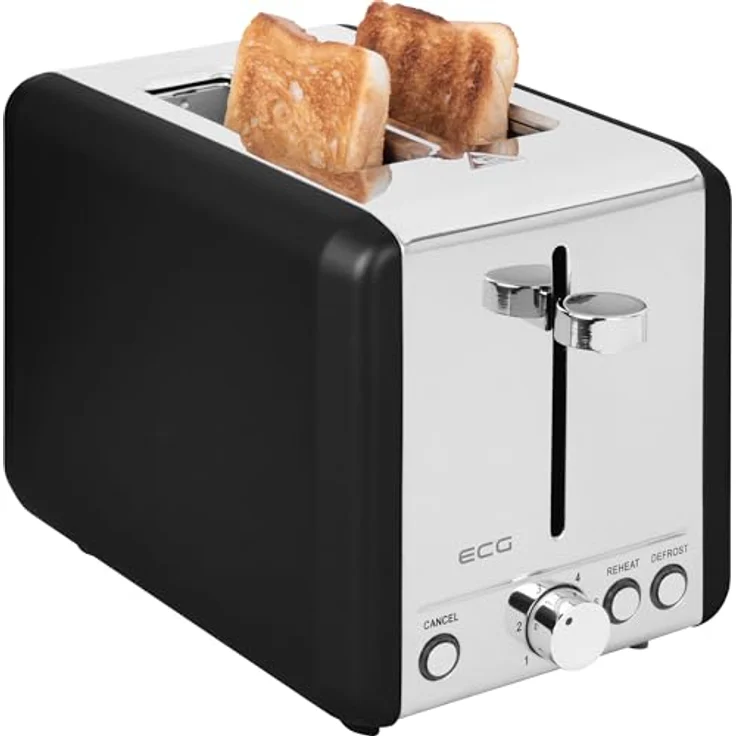 ECG ST 2708 Tradizione Nero, Toaster mit 6 Grad Temperaturregelung und praktischer Krümelschublade – Bild 3