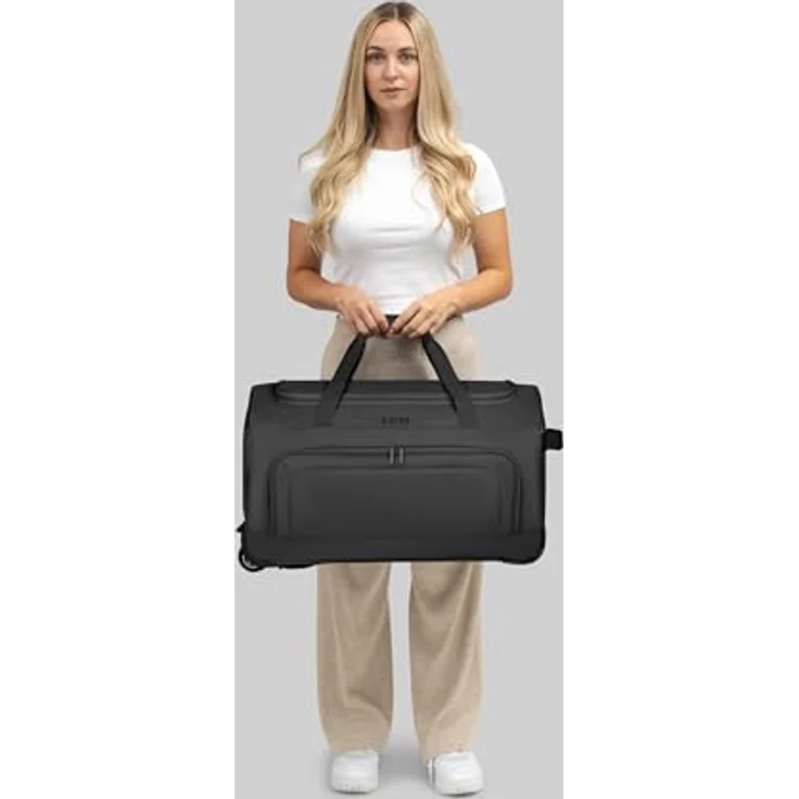 Redolz Duffle Essentials, 2 Rollen Reisetasche mit 80 l Stauraum, Schwarz, arretierbarer Griff und robuste Polyester-Konstruktion – Bild 5