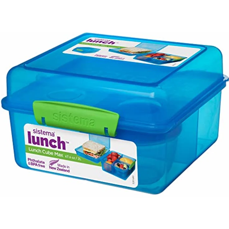 Sistema TO GO-Lunchbox und Frischhaltedose für Kinder | 2 Twist 'n' Sip-Wasserflaschen für Kinder, 2 Lunch Cube Max Vorratsdosen mit Trennfächern und 2 auslaufsichere Joghurtbehälter | BPA-frei – Bild 1