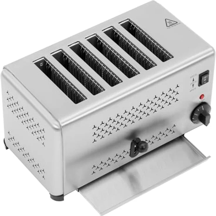Royal Catering Gastronomie-Toaster für 6 Scheiben 2500 W 5-min-Timer Edelstahlgehäuse Schlitztoaster – Bild 4
