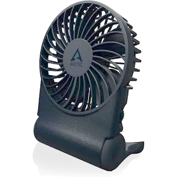 ARCTIC Summair 2Go, Wiederaufladbarer Handventilator mit Standfuß, stufenlos regelbar, 4-77h Laufzeit, USB-C Anschluss - Blau
