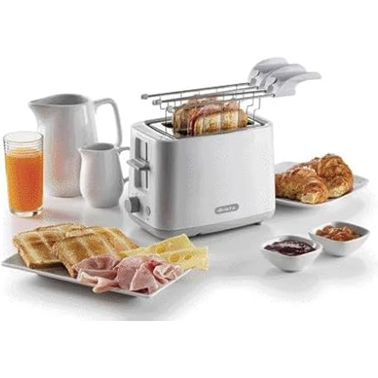 Ariete Breakfast 147 Toaster, Toaster mit 7 Bräunungsstufen, Automatischem Auswurf, Herausnehmbarem Krümelfach, Stopptaste, Inklusive Edelstahlzange, 760W, Weiß – Bild 4