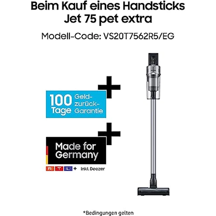 Samsung Jet 75 pet extra VS20T7562R5/EG, Akku-Handstaubsauger inklusive Ersatzakku, kabellos, beutellos, max. 200 W, wechselbarer 21.9V Li-Ion Akku, 0,8 Liter, ChroMetal Silber – Bild 2