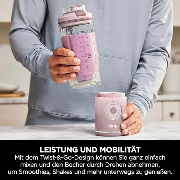 Ninja Frullatore Portatile Blast Max, Tragbarer Standmixer mit 570 ml Mixbecher, Pink, Wiederaufladbares Akkusystem, Auslaufsicheres Design – Bild 3