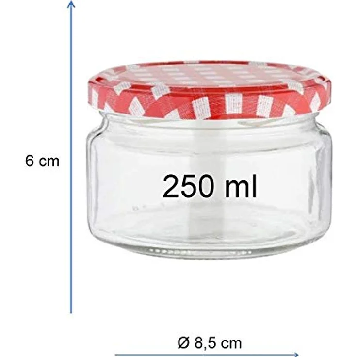 Viva Haushaltswaren 6 x kleines Marmeladenglas - Einmachglas 250 ml mit Deckel, Twist-off Gläser Set rund - als Einweckgläser, Vorratsdosen etc. verwendbar inkl. Trichter – Bild 7
