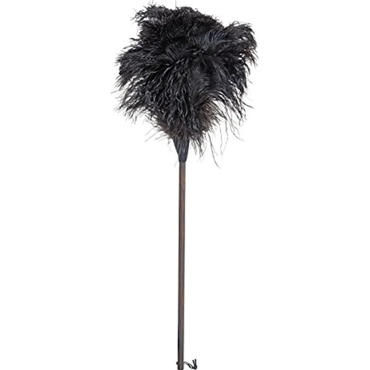 Redecker Straußenwedel, Staubtuch mit dunklem Holzgriff und schwarzem Federkopf, 80 cm