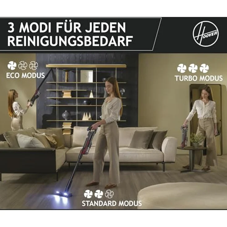 Hoover HF201H 011, HF2 Home Hard Floor, Schwarz/Magenta - Kabelloser Staubsauger mit ULTRA COMPACT X3-Technologie und LED-Leuchten – Bild 4