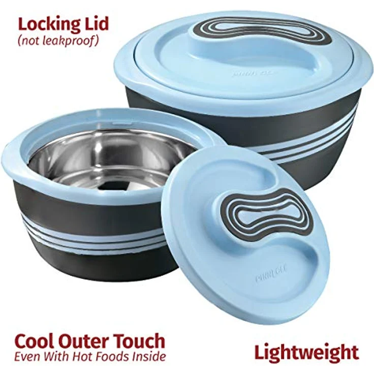 Pinnacle Servierschüssel für Salat - Suppenteller - Thermo-Schüssel mit Deckel - tolle Schüssel für Urlaub, Abendessen und Party 3er Set 3,6 qt Blau – Bild 8