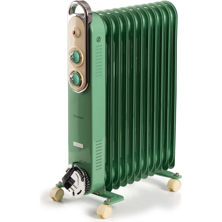 Ariete Vintage Line 8252/04, Öl-Heizlüfter 2500 W, grün mit Temperaturregler und Sicherheitsfunktionen