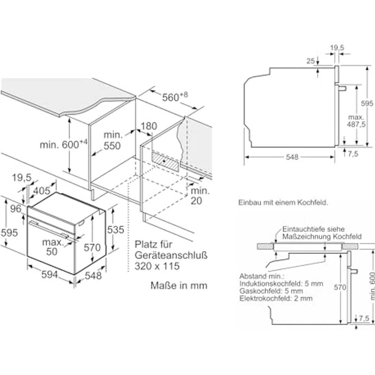 Siemens HE213ABB3 Einbauherd, 5 Backofenfunktionen, 3D Heißluft, Schnellaufheizung, Deep black inox – Bild 8