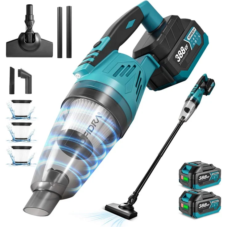 Yofidra Kabelloser Akku Handstaubsauger 800W, 12kPa Saugkraft mit LED-Arbeitsleuchte, ideal für Haushalt und Auto