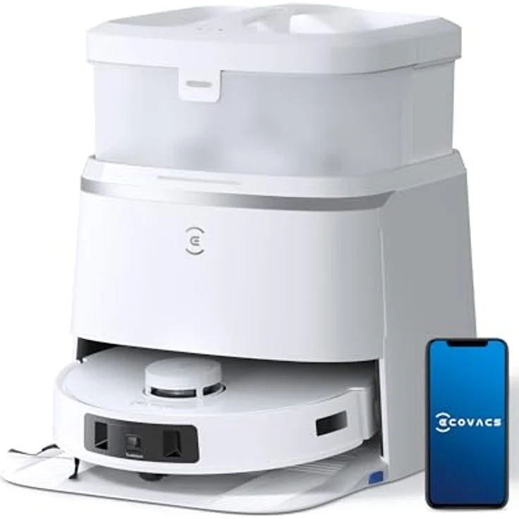 ECOVACS DEEBOT T30 PRO Omni Saugroboter mit Wischfunktion, mit TrueEdge Moppin, Zero Tangle Bürste, 11.000 PA Saugkraft mit heißem Wasser und Smart Rewash, Farbe Silber – Bild 1