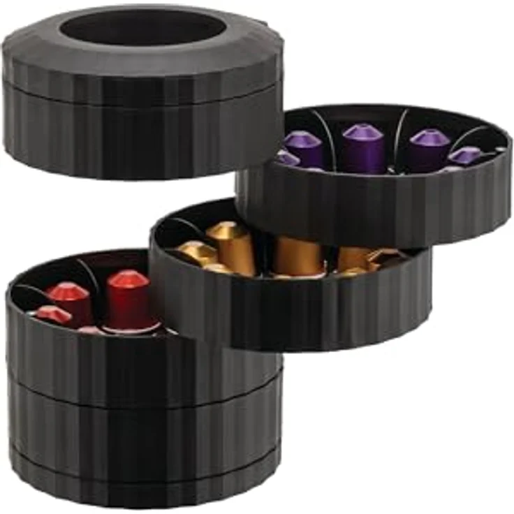 Alessi Plissé MDL19 B – Nespresso-Kapselbehälter mit 5 drehbaren Ablagen, aus thermoplastischem Harz, Schwarz – Bild 3