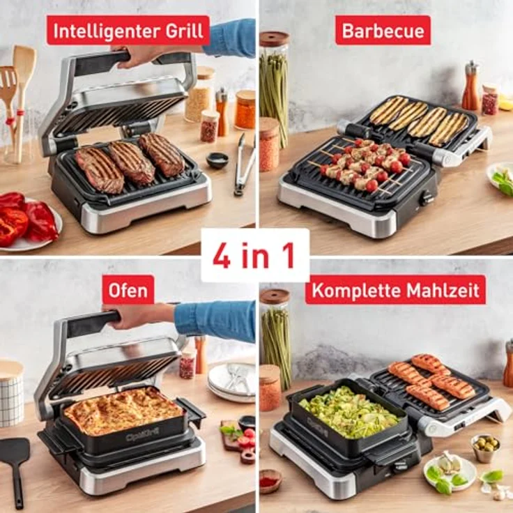 Tefal OptiGrill 4in1 GC776D10, Inkl. Grillzange, Aufklappbarer Kontaktgrill, 9 Programme, Backofen-Funktion, Autom. Temperatur- und Zeitanpassung – Bild 5