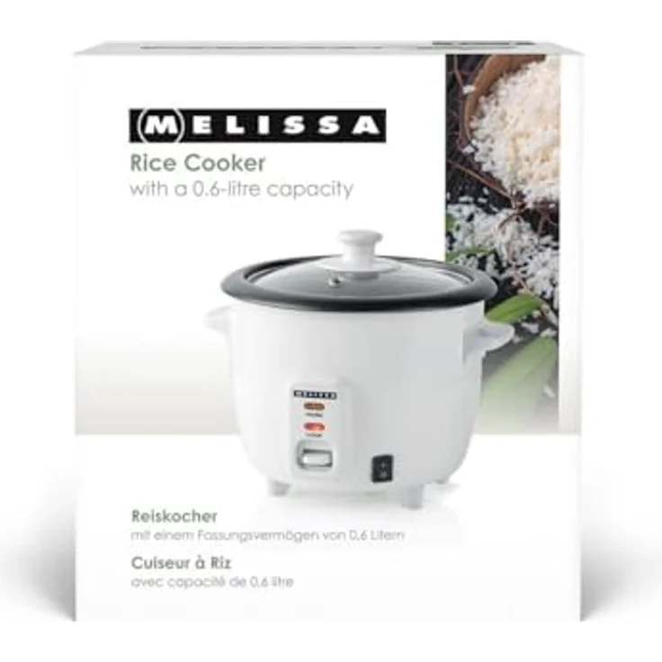 MELISSA Reiskocher 0,6 L, 300 W mit Antihaftbeschichtung und Dämpfkorb, abnehmbare Innenpfanne, Metallgehäuse und Glasdeckel – Bild 6