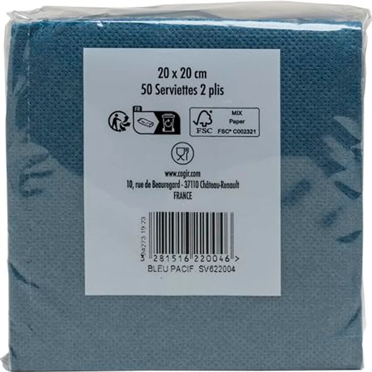 PROnappe Servietten pazifikblau, 2-lagig, 20 x 20 cm, 50 Stück, FSC-zertifiziert – Bild 3