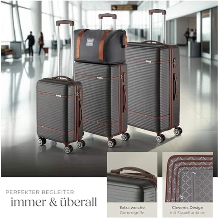tectake® 13-TLG. Koffer Set mit Reisetasche, Koffer & Trolleys, Hartschalenkoffer mit TSA Schloss - anthrazit – Bild 3