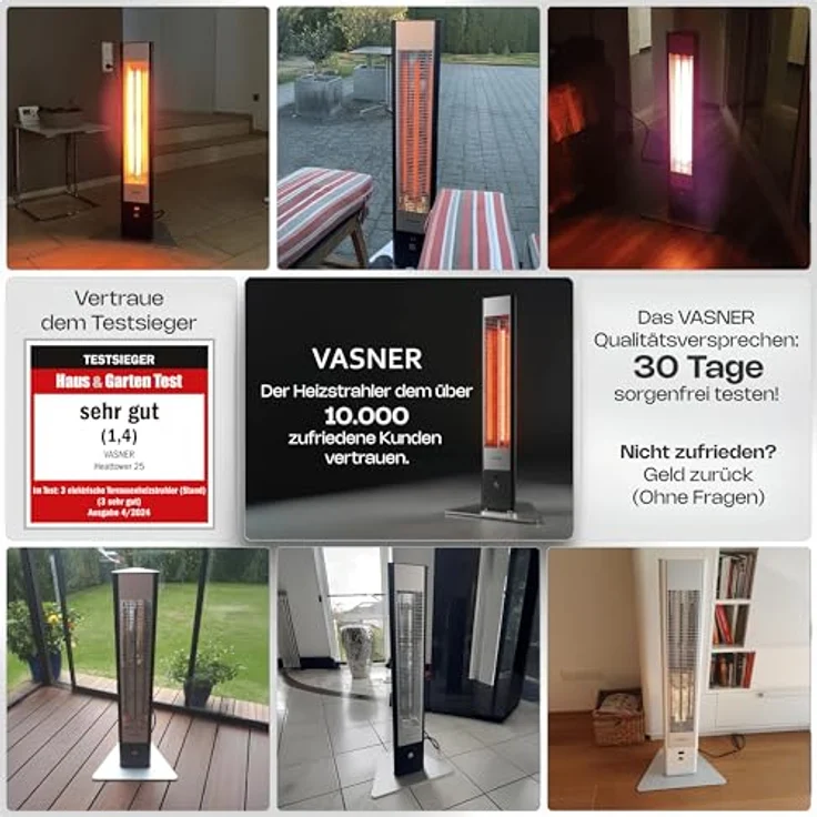 Vasner HeatTower Stand-Heizstrahler 2500 Carbon Schwarz, Heizstrahler – Bild 8