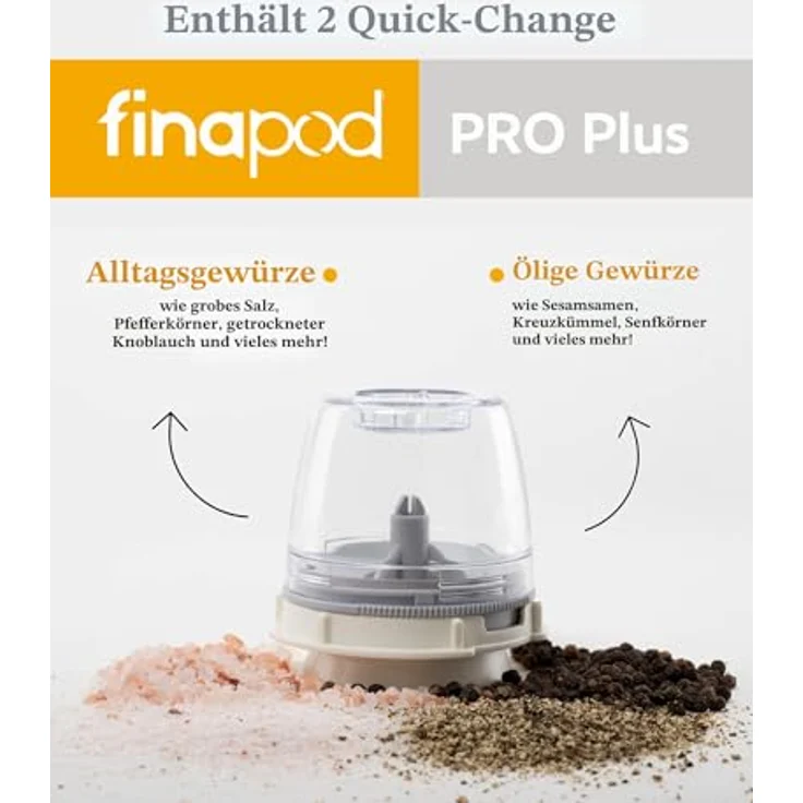 FinaMill FinaMill One sage mit zwei FinaPod Pro Plus Batteriebetrieben, Pfeffermühle + Salzmühle – Bild 7