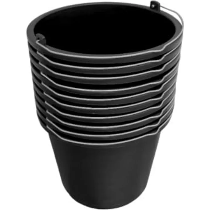 ViD® 10 Stück Mörteleimer/Betoneimer 5 Liter | Ø24 x 19 cm | Putzeimer/Zementeimer/Baueimer, praktisches Set