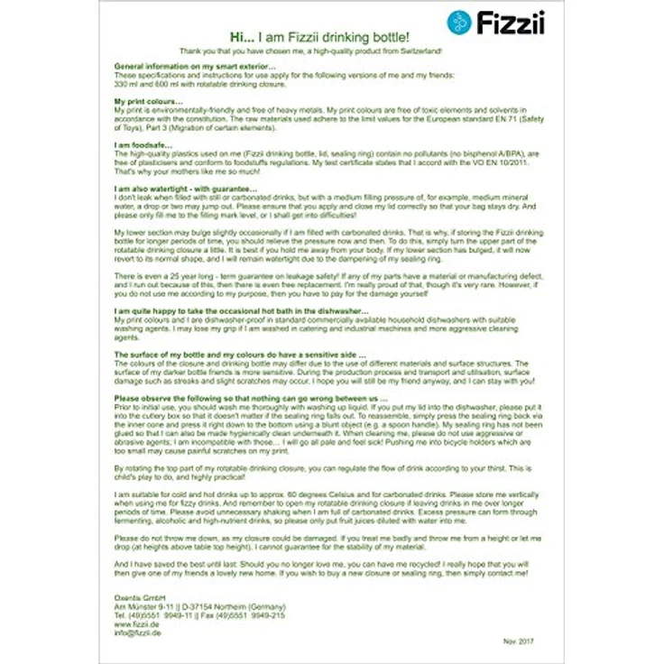 Fizzii Trinkflasche Traktor 600 Milliliter grün schwarz – Bild 4