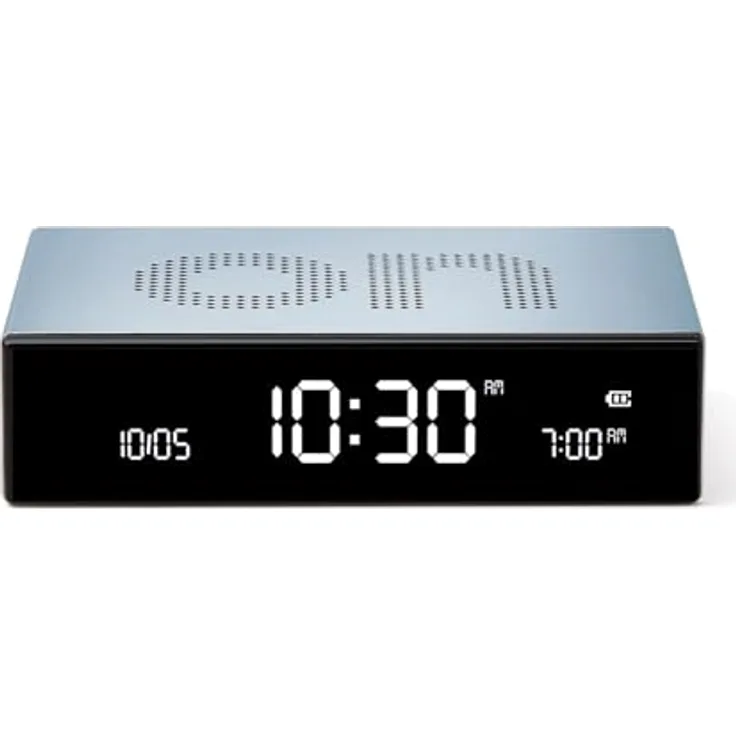 Lexon FLIP Premium LCD-Wecker, akustischer Sensor, sanfte Schlummerfunktion, USB-C Aufladung, hellblau