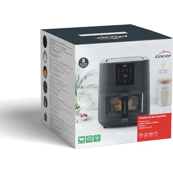Lacor CrystalFry 69515, Ölfreie Heißluftfritteuse mit 8 Programmen, LED-Panel, 7 L Fassungsvermögen und Antihaftbeschichtung – Bild 5