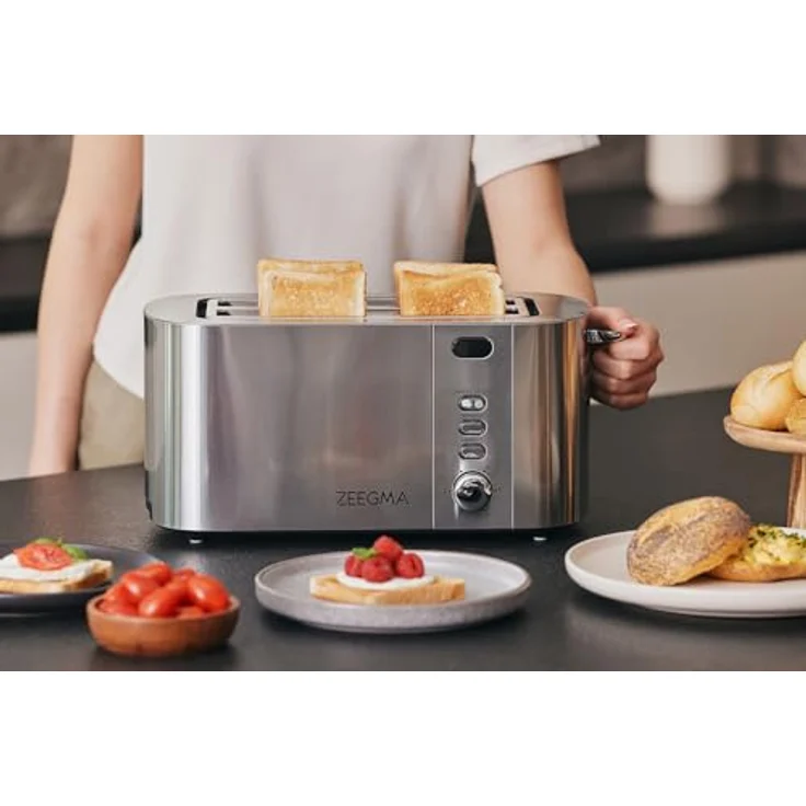 ZEEGMA TOSTEE CHEF Toaster, 1500 W, 4 Toasts, 6 Bräunungsstufen, Brötchenhalter, Auftau- und Aufwärmfunktion – Bild 6