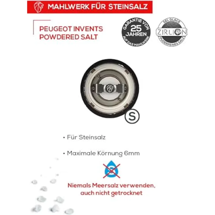 PEUGEOT Salzmühle PARIS 18cm Buchenholz Natur uSelect Zirkonia-Mahlwerk für Gewürze – Bild 4