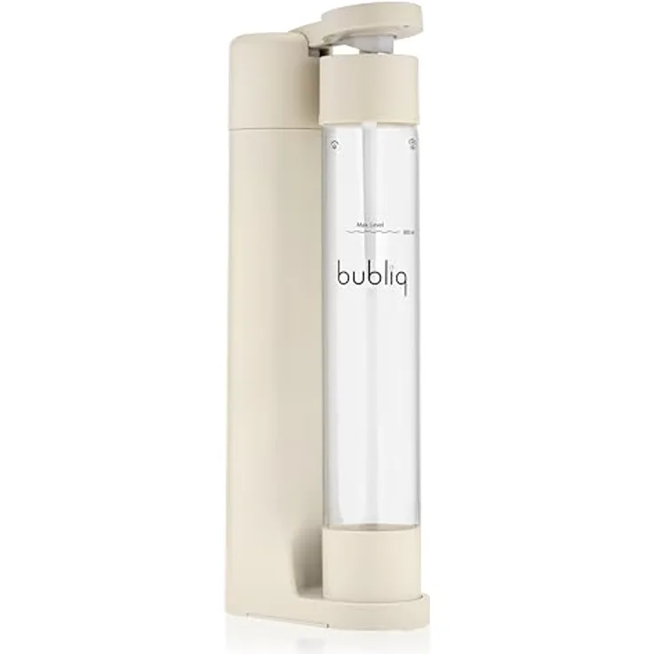bubliq Wassersprudler, Beige, mit Co2-Zylinder und 1 l Flasche, minimalistisches Design, sparkle anything
