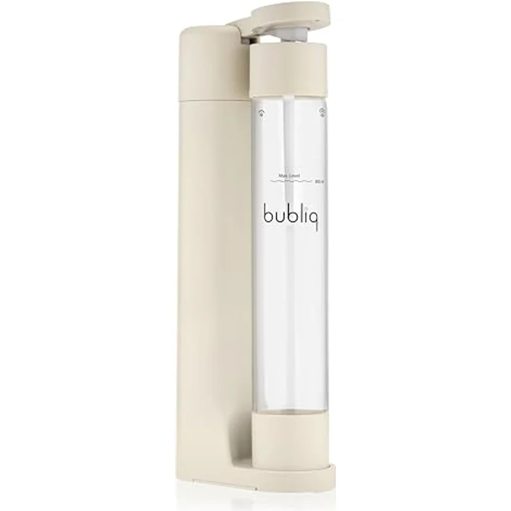 bubliq Wassersprudler, Beige, mit 1 l Flasche, skandinavisches Design, Air-Charge-Technologie, für alle Getränke geeignet – Bild 1