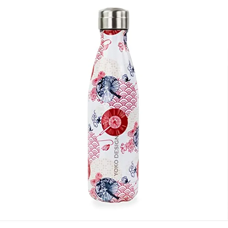YOKO DESIGN Motivflasche Isolierflasche, Edelstahl, Japan, 6 cm