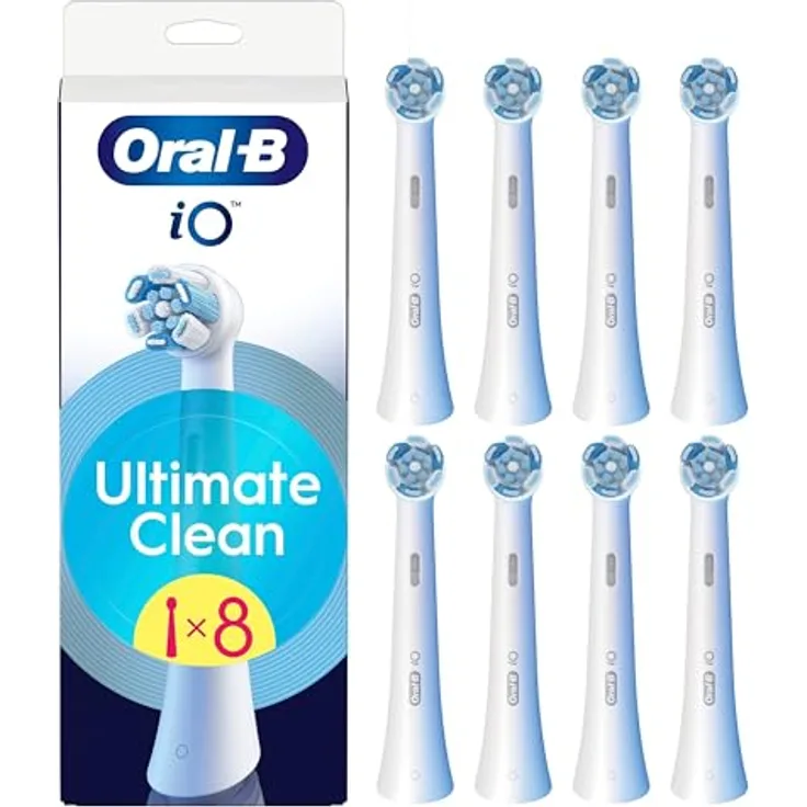Oral-B iO Series Ultimate Clean, Zahnbürstenkopf, 8er Pack, weiß, mit CrissCross-Borsten und Farbwechsel-Indikator