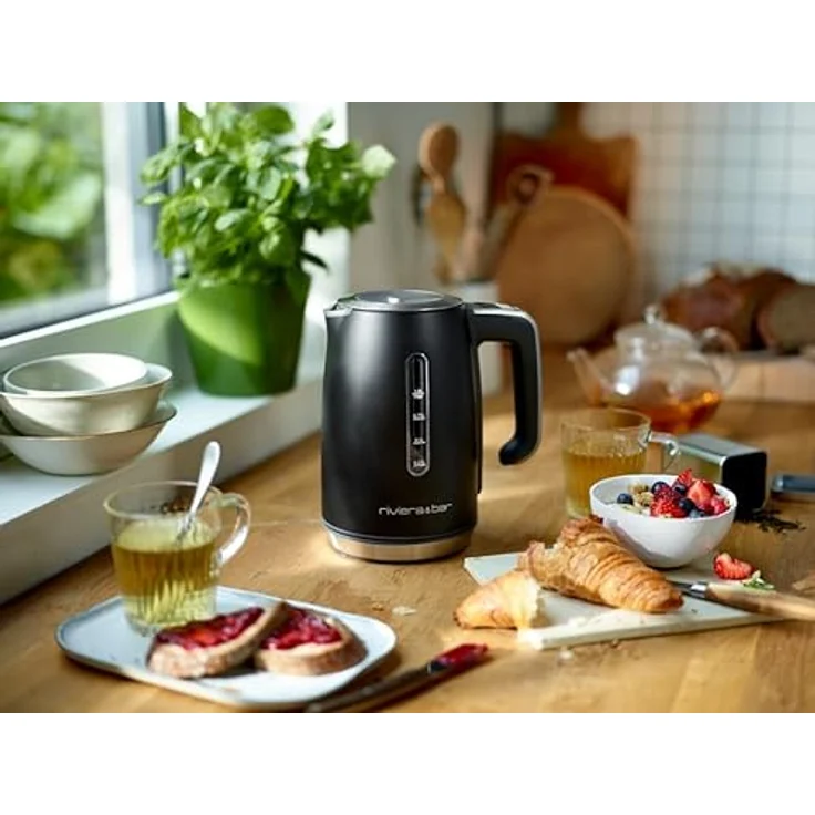 Riviera & Bar Wasserkocher Inox 1L, 2000W mit 5 Temperaturstufen, LCD-Anzeige, Warmhaltefunktion 30 Min, Überhitzungsschutz, Schwarz – Bild 2