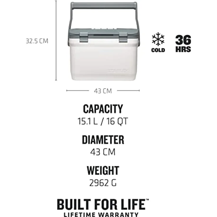 Stanley ADVENTURE COOLER passive Kühlbox, 15,1 l, mit Griff, Kühlleistung bis zu 36 Stunden, weiß – Bild 3