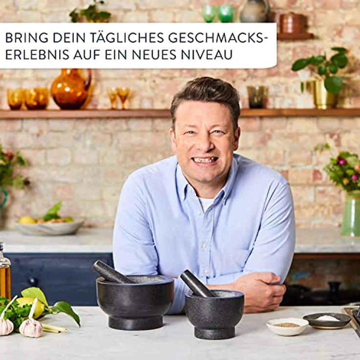 Tefal Mörser Jamie Oliver by Tefal, 2-tlg, Granit, einfache Reinigung, robust, für nasse und trockene Zutaten – Bild 2