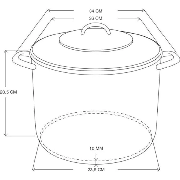 Michelino Edelstahl Kochtopf mit 3-schichtigem Alu-Thermoboden, Silber (8 Liter) – Bild 2