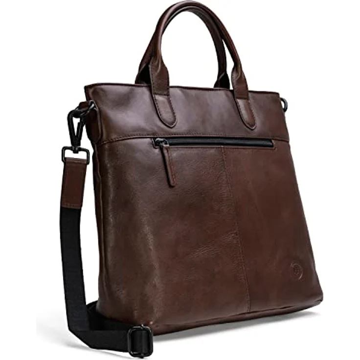 Farmhood Memphis Handtasche aus Leder mit 37 cm Laptopfach, Braun, inkl. Reißverschluss- und Steckfächern – Bild 4