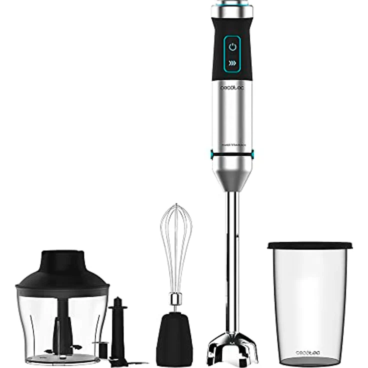 Cecotec Handrührgerät Power TitanBlack 1500 XL Cream & Crush Stabmixer 1500 W, 0,8 Liter, inkl. Zerkleinerer, Schneebesen, schwarz, silber – Bild 2