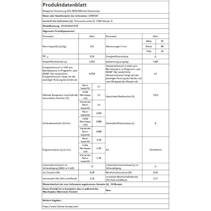 Gorenje W53G484A3P1B Waschmaschine, Freistehend mit 5 Jahre Garantie, weiß – Bild 14