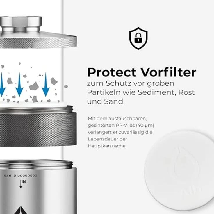 Alb Trinkwasserfilter Active, Wasserfilter mit Edelstahlgehäuse und Aktivkohlepatrone zur Schadstoffreduktion – Bild 7