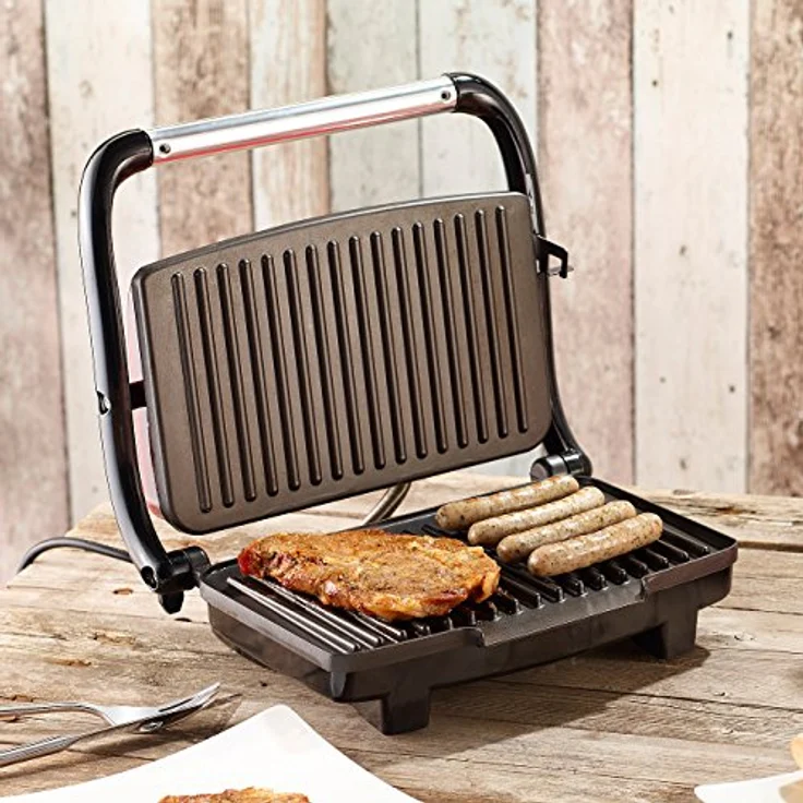 Rosenstein & Söhne CG-2510 Sandwichmaker, Panini-Grill, 1000W, ca. 27 x 16,5 cm, Kontrollleuchte, rot – Bild 10