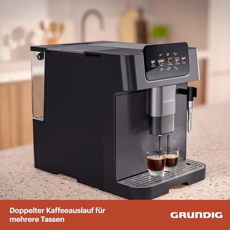 GRUNDIG KVA 6230 Kaffeevollautomat mit Milchaufschäumdüse, 19 Bar Pumpendruck, Touch-Display, Schwarz – Bild 3