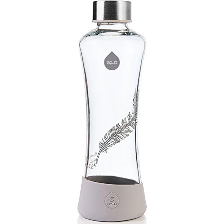 EQUA Glasflasche Feather 0,55l - Trinkflasche aus Borosilikatglas 550 ml - Designer Flasche für unterwegs - Sportflasche – Bild 2